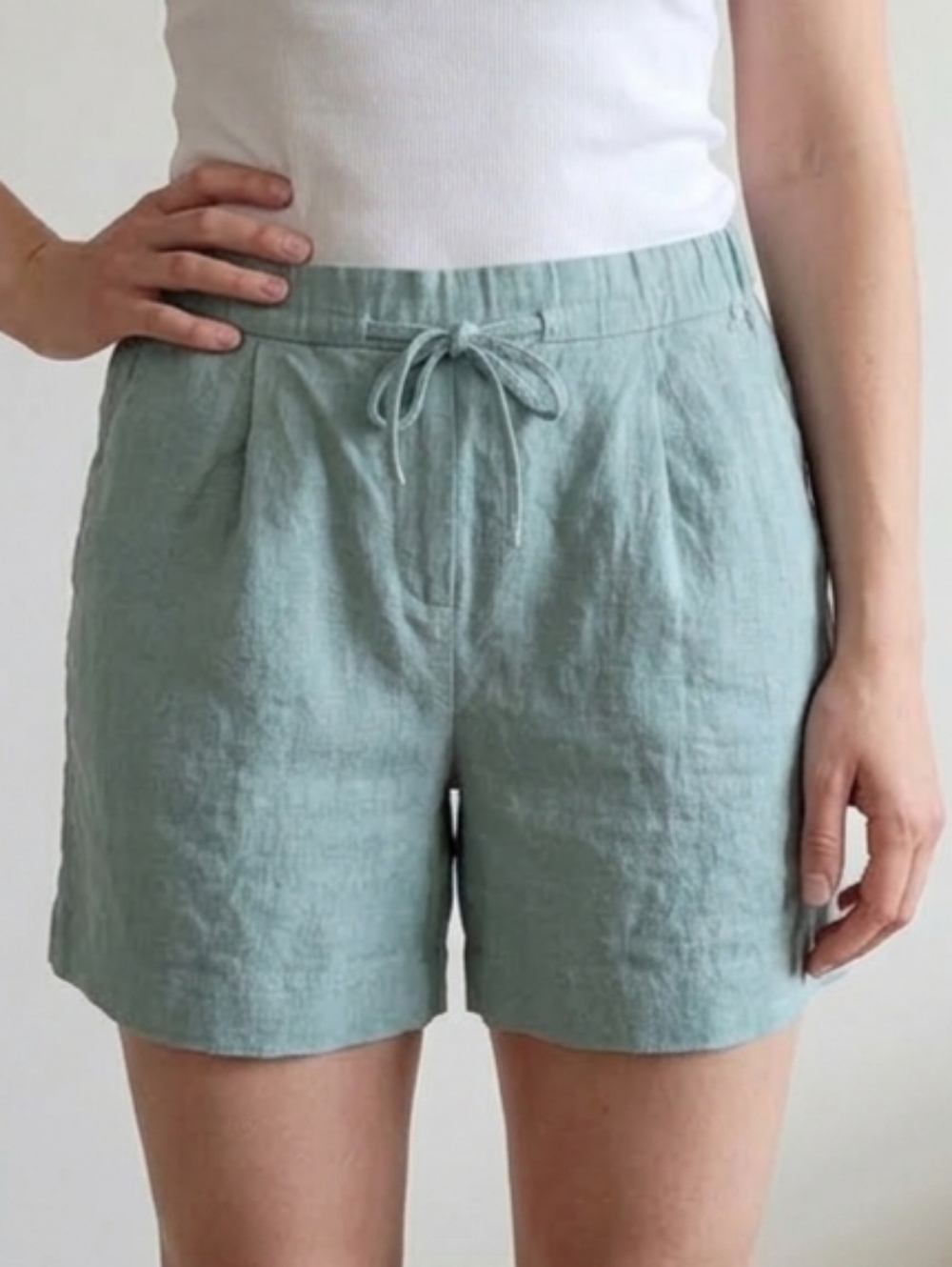 RW&CO. Mint Green Linen Drawstring Shorts